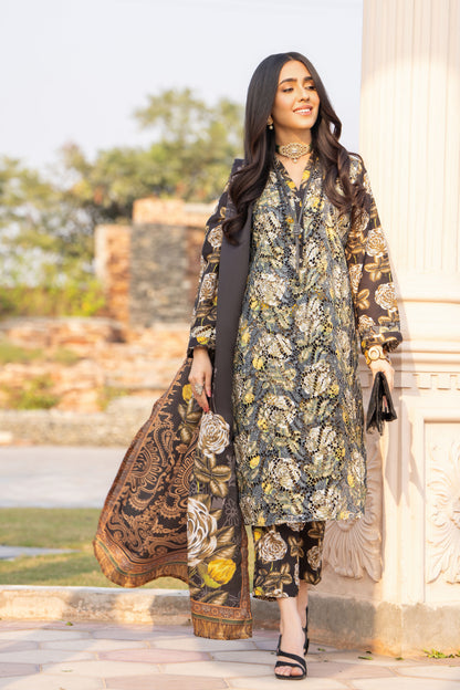 Lazer Cut Embroidered Dress with Pashmina Shawl TW8